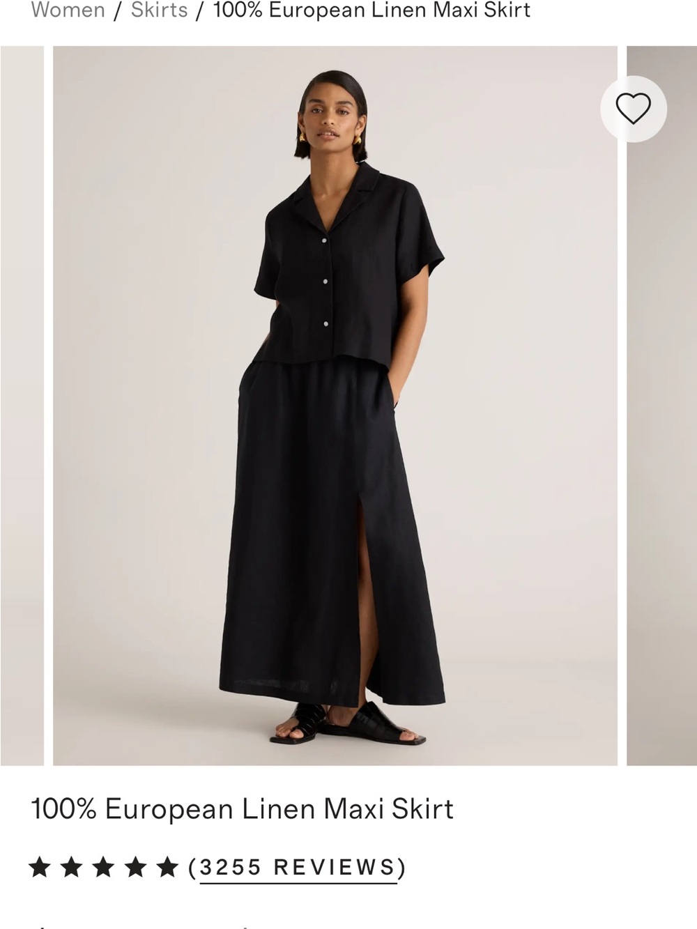 Quince Black Linen Maxi Skirt - Picture 4 of 5